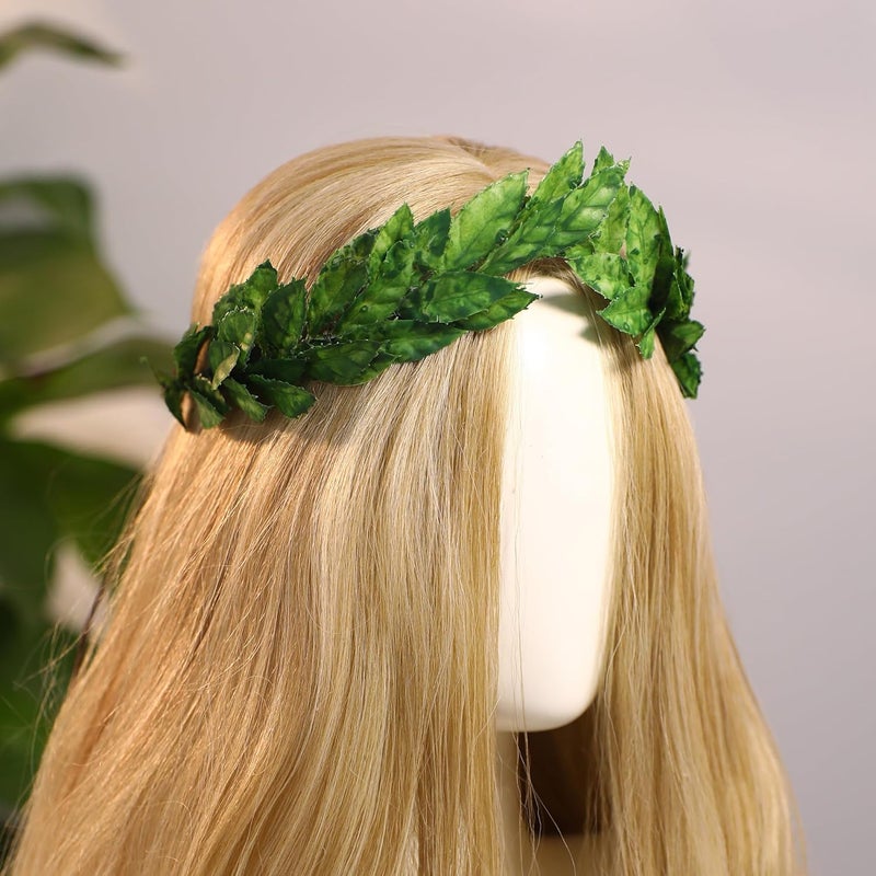 MOSTORY Green Leaf Laurel Crown - Handmade Wooland Greek Leaf Headpiece Forest Emperor Circlet for Men King Adult Renaissance Halloween Renfaire Cosplay Medieval Toga Costume - Image 4